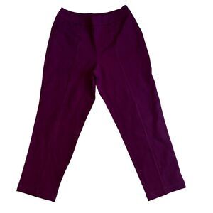 Joan Rivers Cropped Ankle Relaxed Trouser - Merlot Burgandy- Size Small Petite